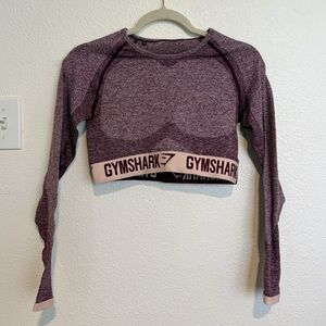 Gymshark Women's Heathered Purple Long Sleeve Crop Top